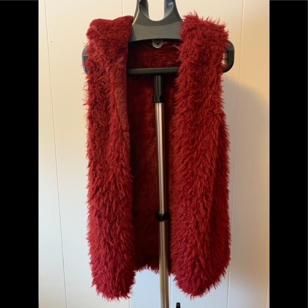 Red Plush Reversible Plush Vest